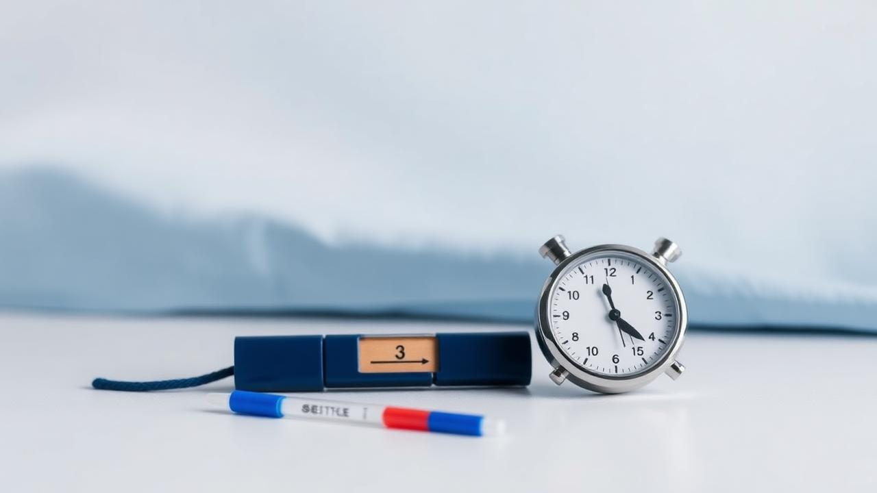 Bandelettes de dépistage salivaire et chronomètre sur fond clair